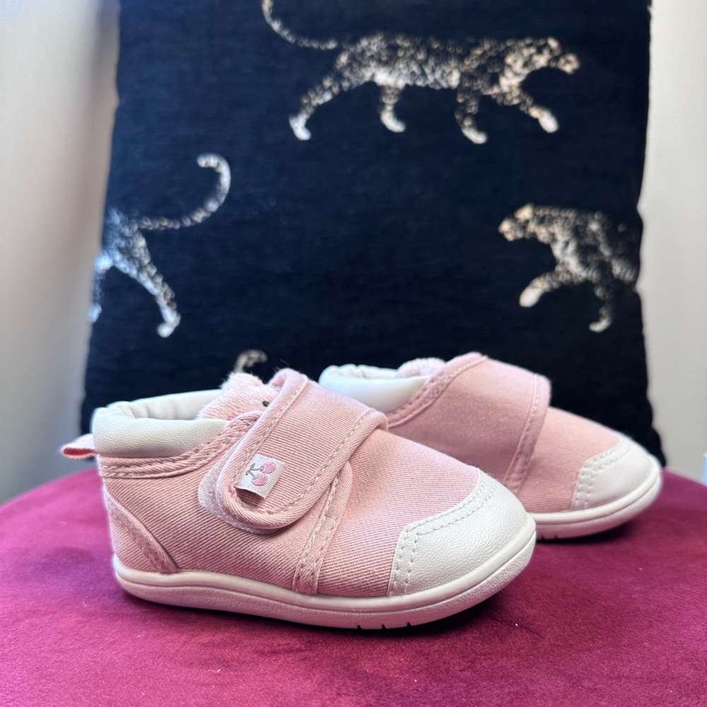New Nico pink baby first walker shoes sneakers Velcro pink white